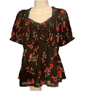 Ember Floral Milkmaid MeshTop Babydoll Fairy Core Whimsigoth Coquette Sz‎ Small